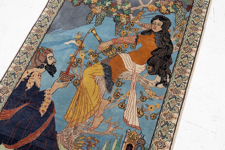 Carpet, Tabriz, figural, 155x92 cm.