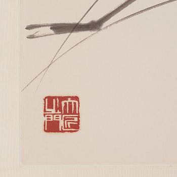 Qi Liangchi (1921-2003), signerad, färg och tusch på papper.