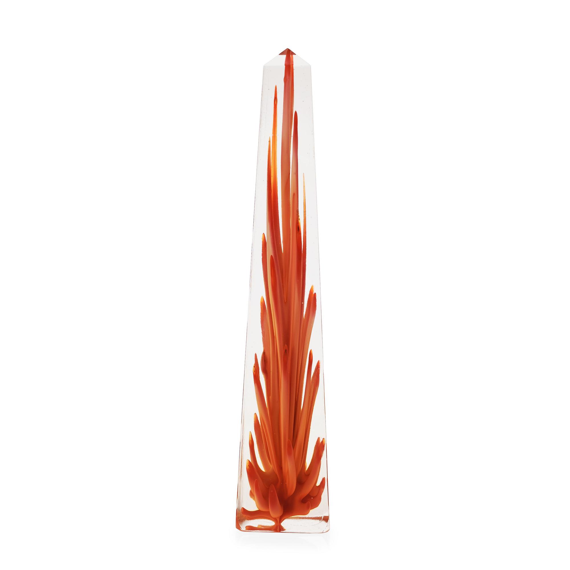 A Fulvio Bianconi 'Obelisk with flame' glass sculpture, Venini, Murano, Italy.