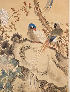 A Chinese hanging scroll, ink and colour on paper, 20th century, provenance Estrid Ericson.