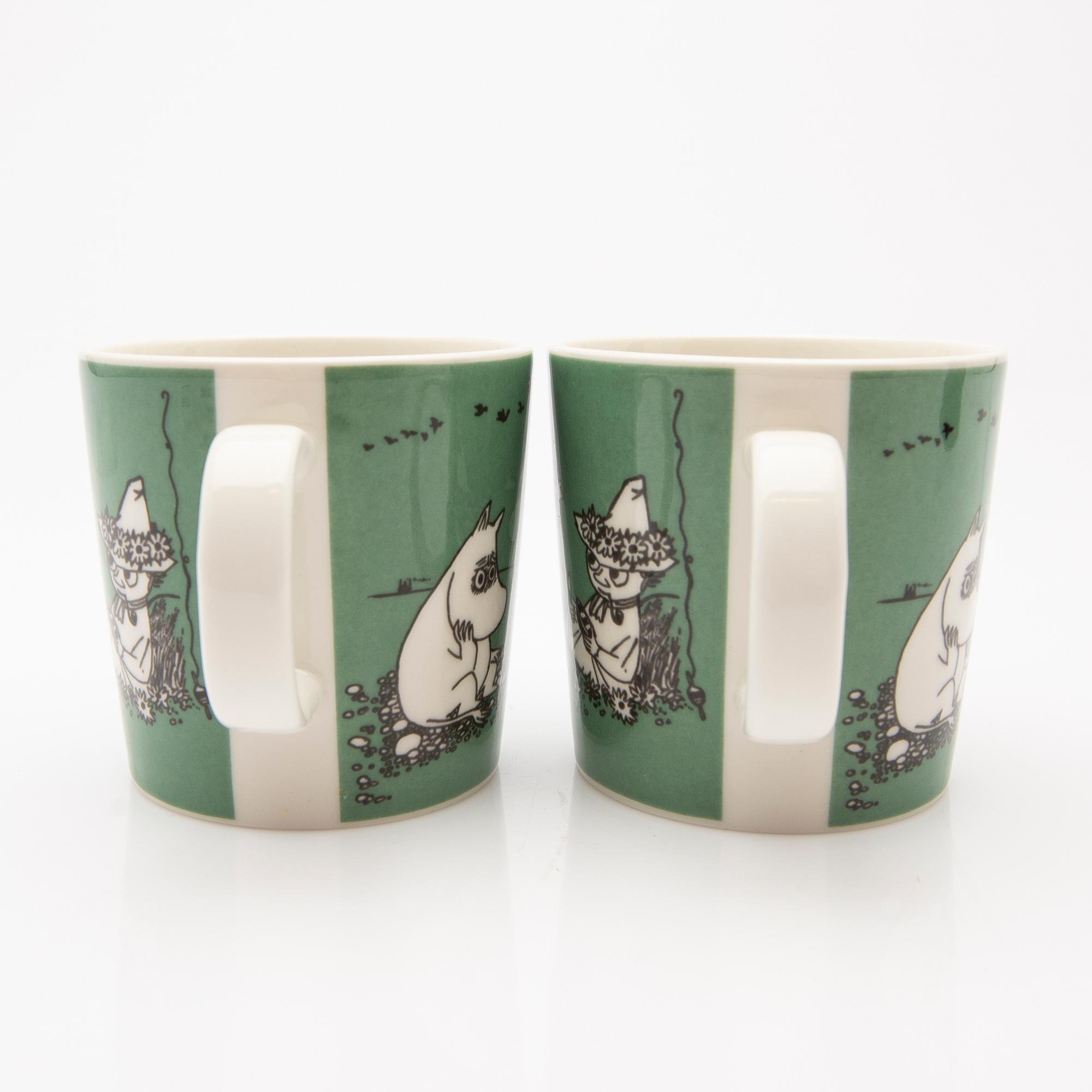 Moomin mugs, a pair, porcelain, Arabia, Finland 1991-96.