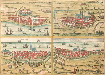 Georg Braun & Franz Hogenberg, Fyra skånska städer.