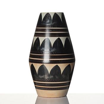 Carl-Harry Stålhane, a large vase, so called 'Torro-fajans', decoration by Aune Laukkanen, Rörstrand.