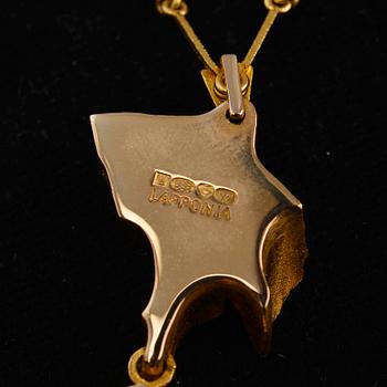 Björn Weckström, HÄNGSMYCKE, guld 14K samt kopparmalm, "Joik", Lapponia 1974. Vikt 16,3 g.