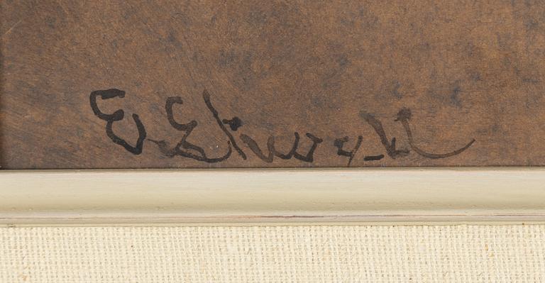 Emma Ekwall, oil on paper-panel, signed.