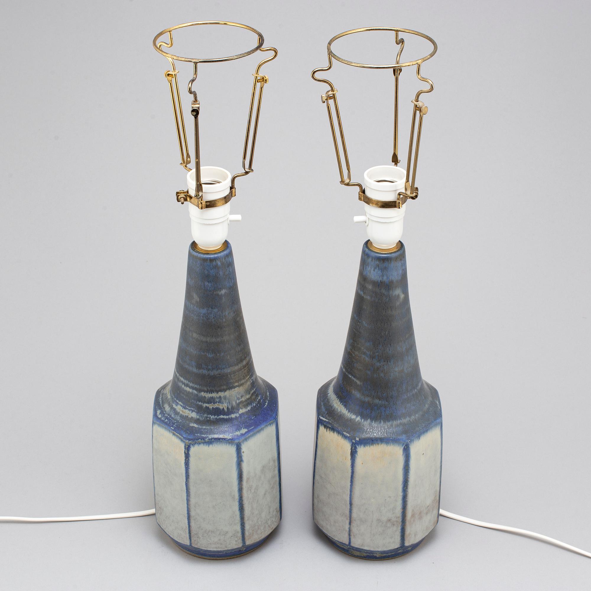 BORDSLAMPOR, ett par, stengods, Michael Andersen & Son, Danmark, 1960-tal.