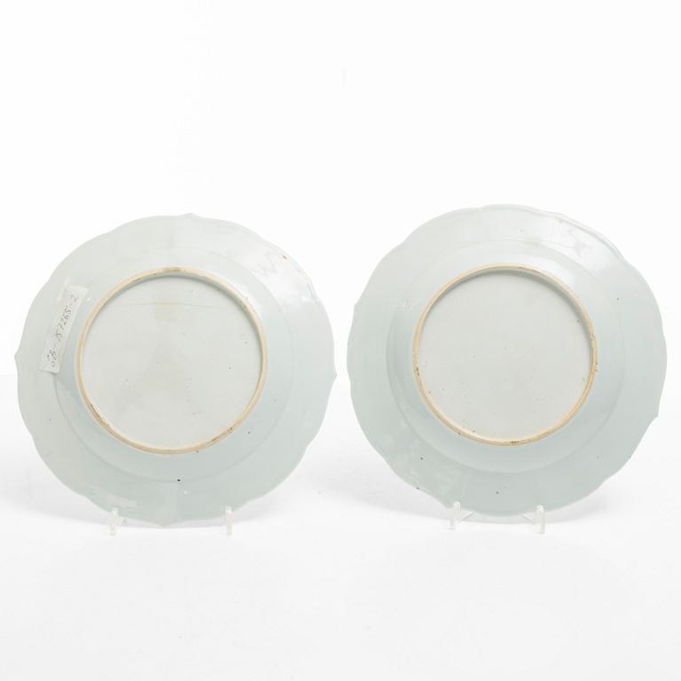 Tallrikar, 4 st, porslin, Kina, 1700/1800-tal.