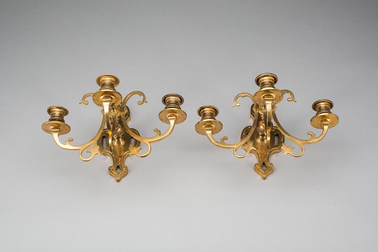 VÄGGAPPLIQUER, gulmetall, nyrenässansstil, 1900-tal.