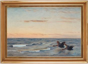Bruno Liljefors, Seascape with geese.