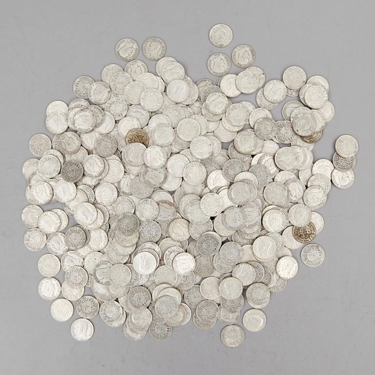 SAMLING SILVERMYNT, enkronor, Gustaf V, 1910-1941. Vikt ca 3000 gram.