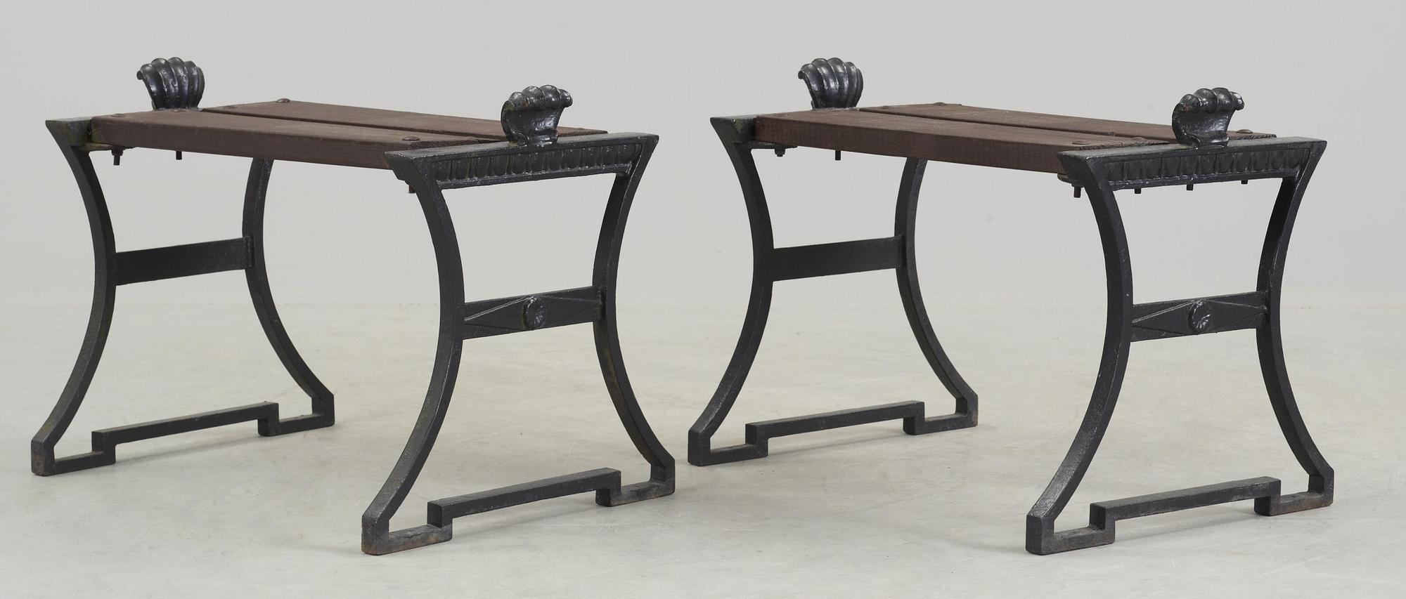 FOLKE BENSOW, taburetter, ett par, "Trädgårdsmöbel no 2", Näfveqvarns bruk.