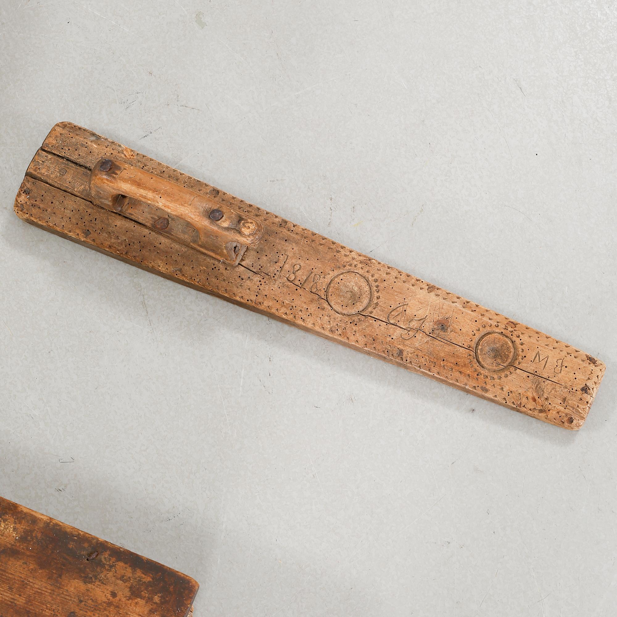 Four handicrrafted items from the 19th century.