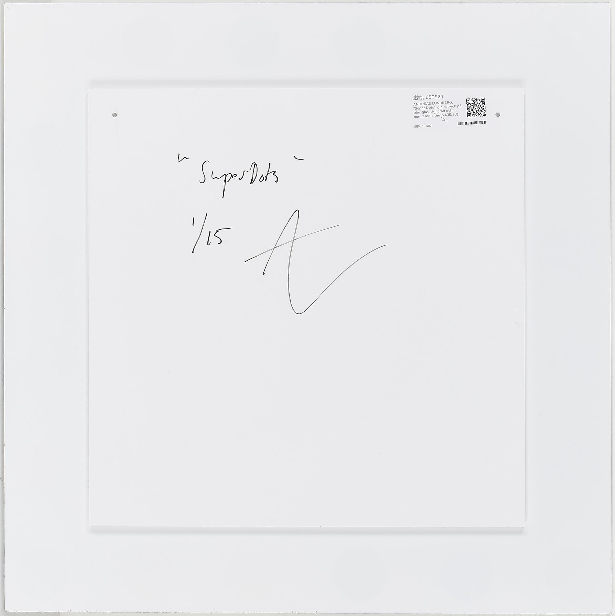 ANDREAS LUNDBERG, "Super Dots", gicleetryck på plexiglas, signerad och numrerad a tergo 1/15.