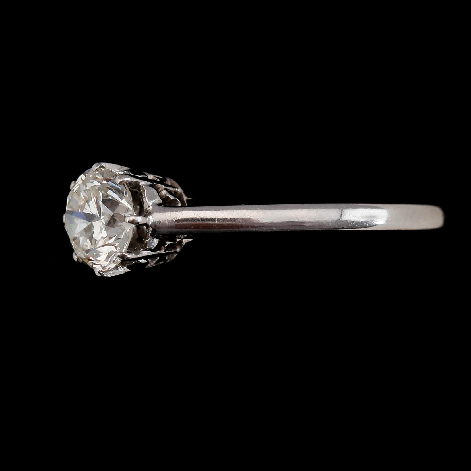 RING, 18K vitguld, solitär briljantslipad diamant ca 1.00 ct. svenska stämplar.