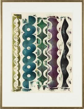 Philip Taaffe, monoprint på japanpapper, unik, signerad och daterad 1990.