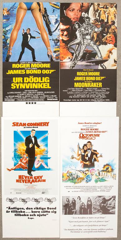 Filmaffischer 4 st James Bond.