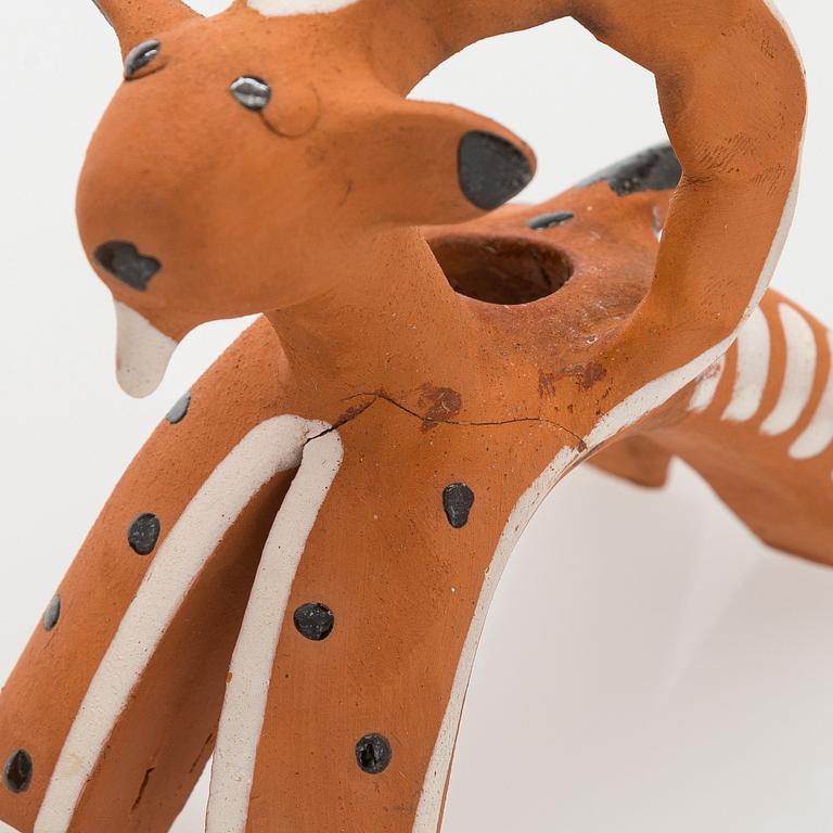 Marita Lybeck, figurines, 8 pcs, red clay, signed ML.