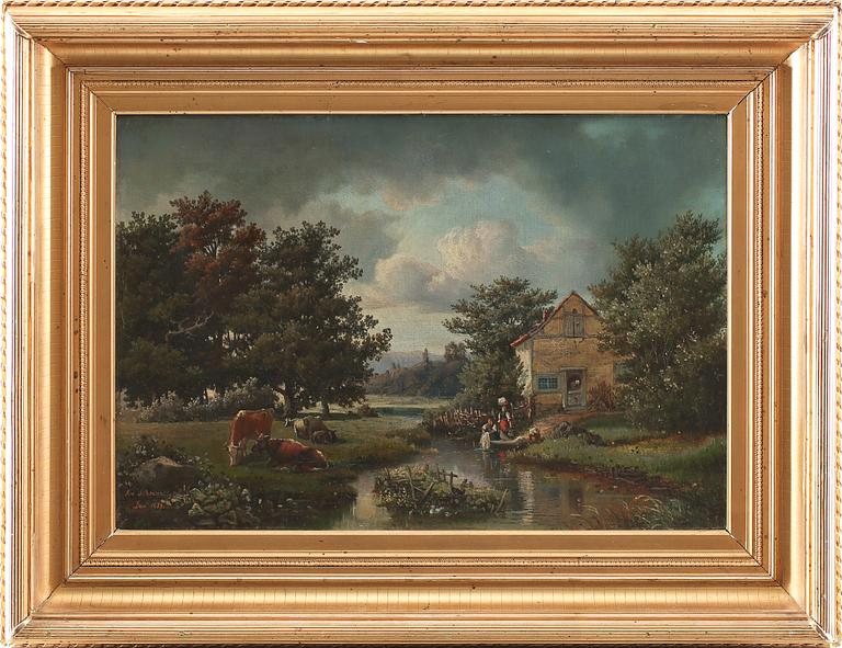 OKÄND KONSTNÄR, olja på duk, daterad 1859.