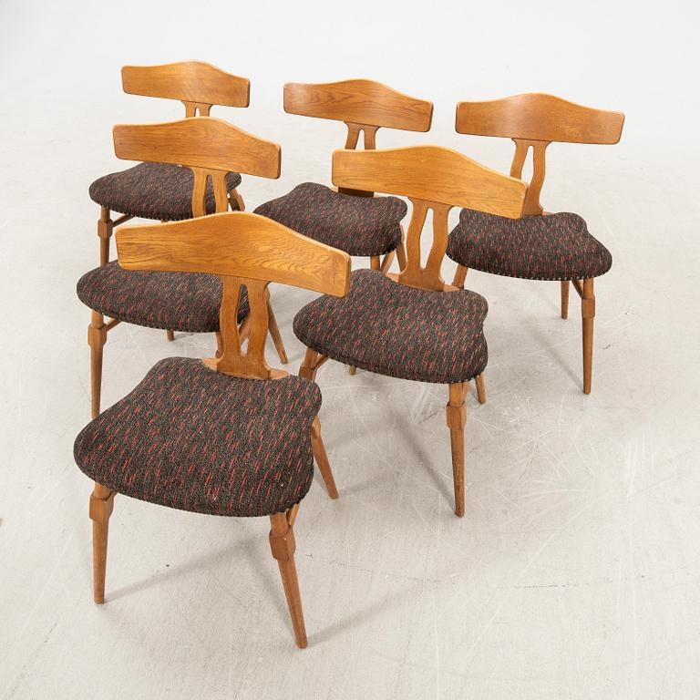 Chairs 1950/60s 6 pcs possibly Henning Kjaernulf Denmark.