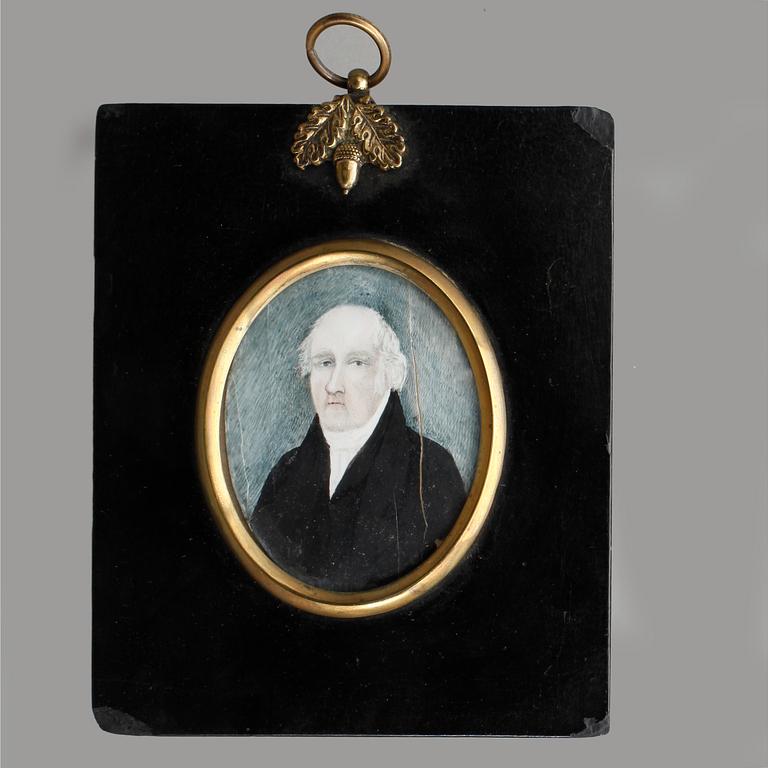 MINIATYRER, 3 stycken, gouache på ben, 1800-tal.