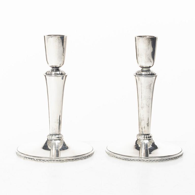 Eric Råström, Candlesticks, a pair, silver, Stockholm 1957.