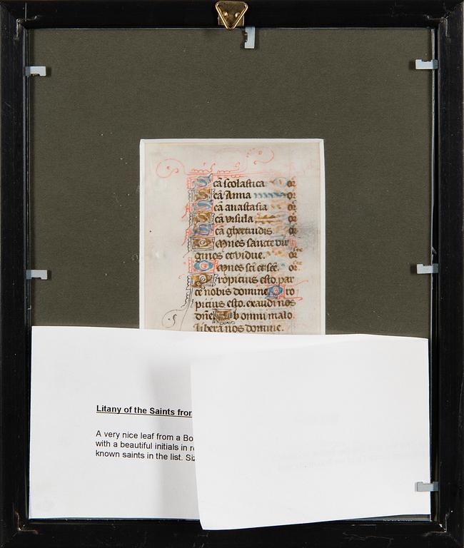 ILLUMINATED MANUSCRIPT, France 15th century, from the Book of Hours.