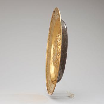 A brass alms dish, Southern Germany, 16th century.