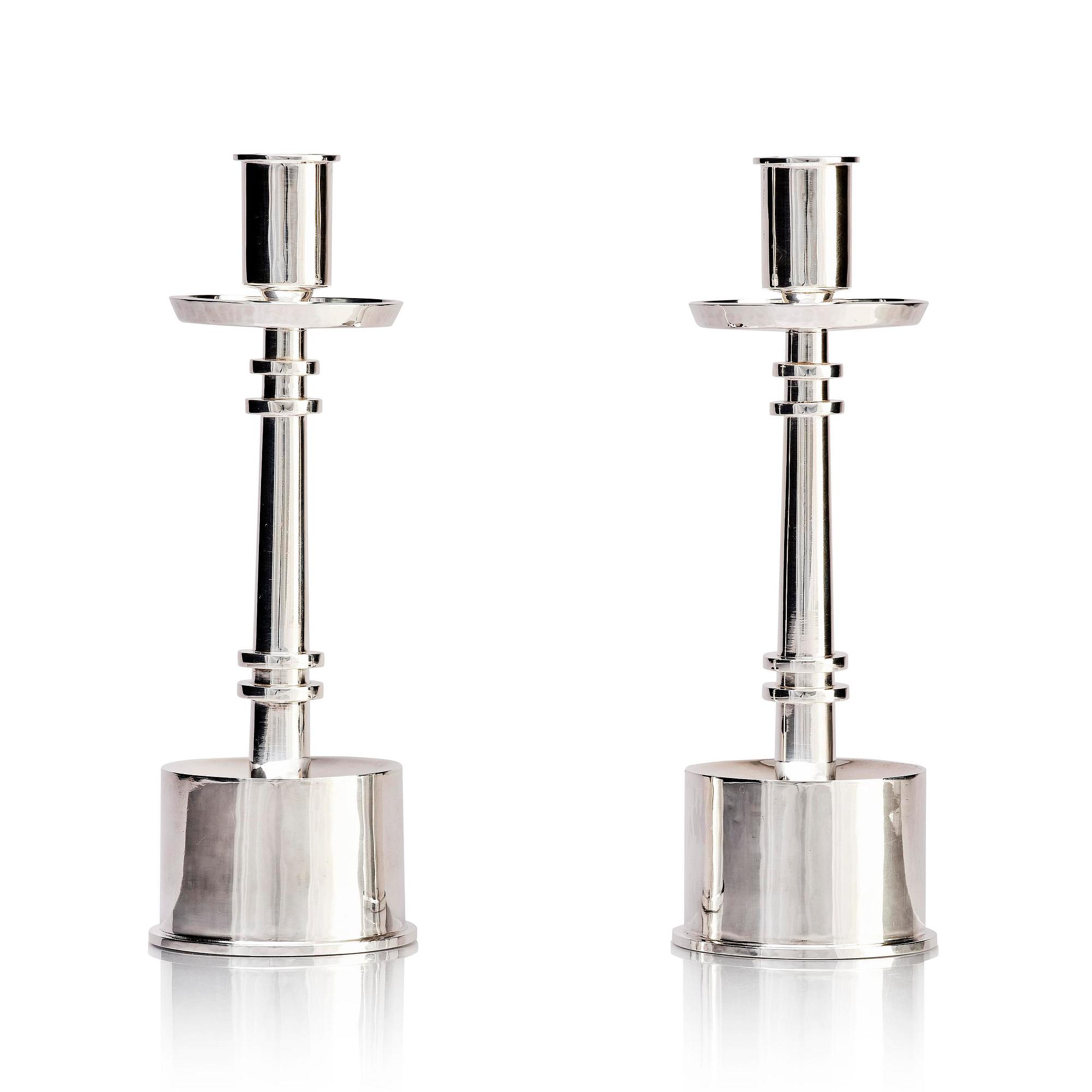 Claës Giertta, a pair of silver candlesticks, Stockholm 1965.