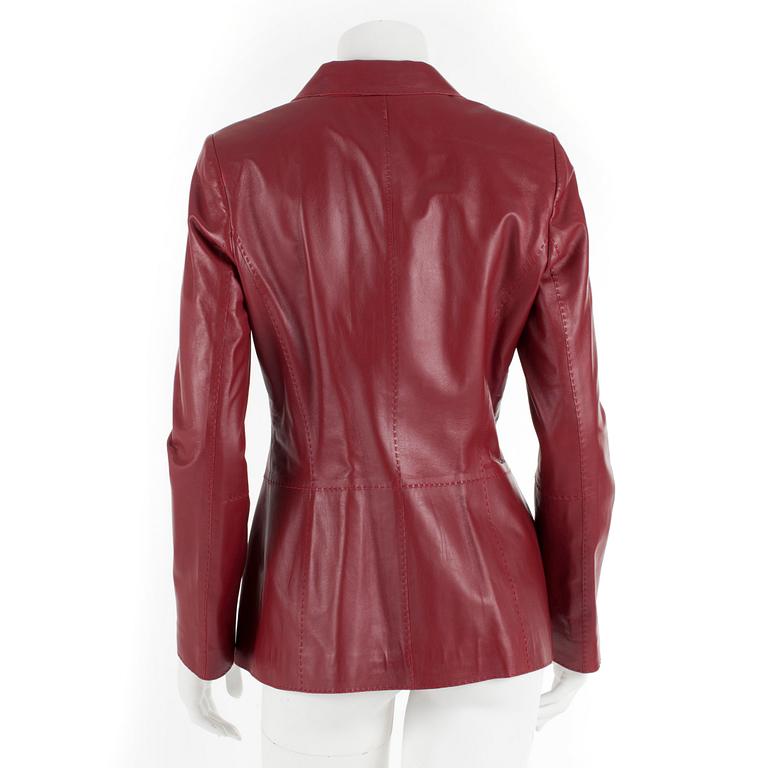ESCADA, a red leather jacket, size 36.