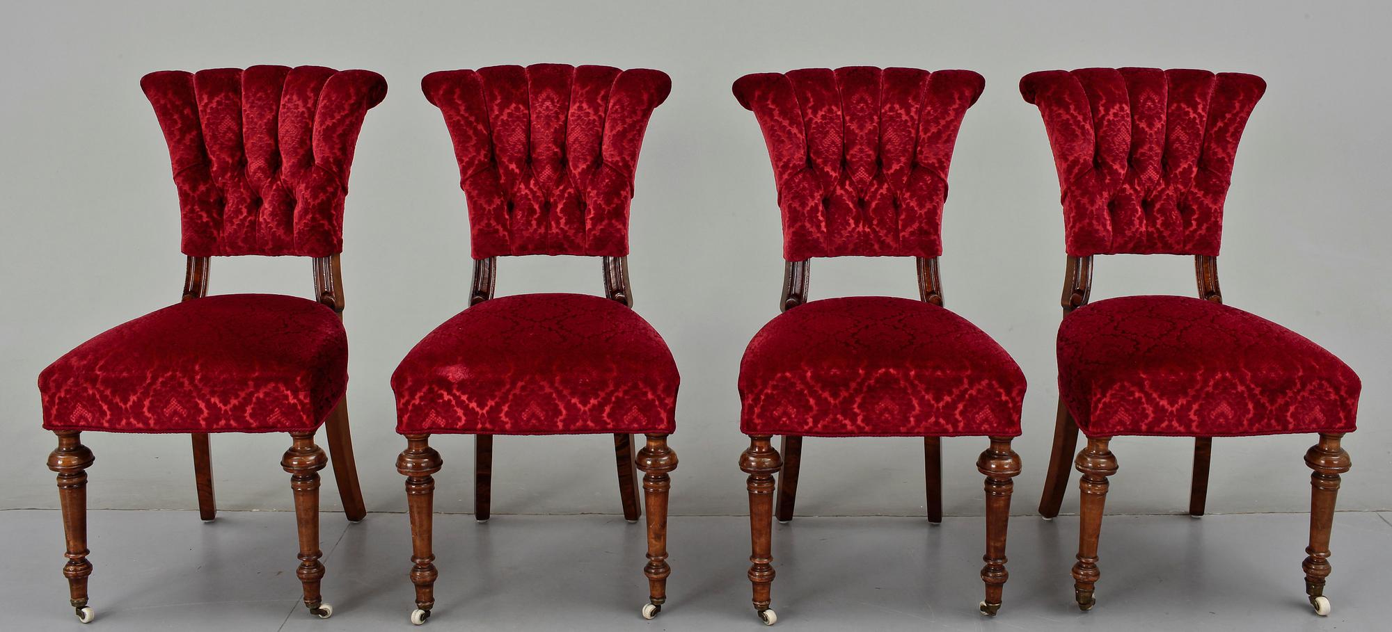 STOLAR, 4 st,  oscarianska/tapetserarstil, 1800-talets slut.
