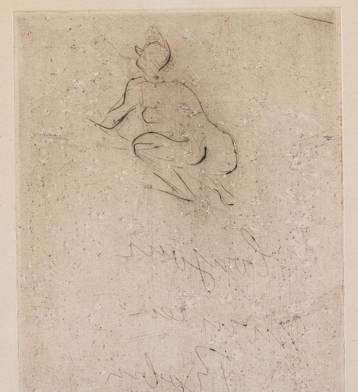 Henri de Toulouse-Lautrec, dry point etching, signed in the plate, 1898.