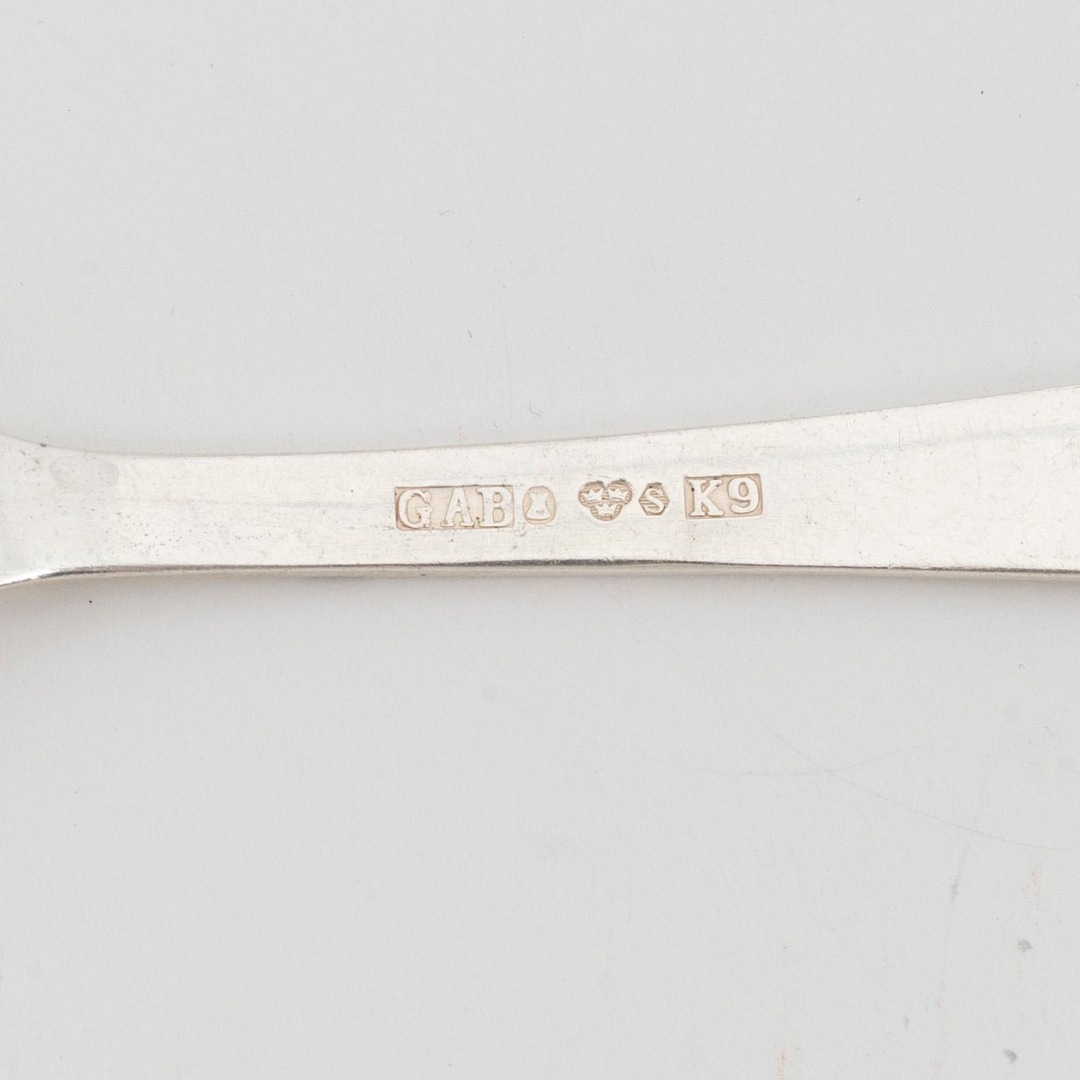 Jacob Ängman, a 27-piece silver cutlery, model 'Rosenholm', GAB, including Stockholm, 1962.