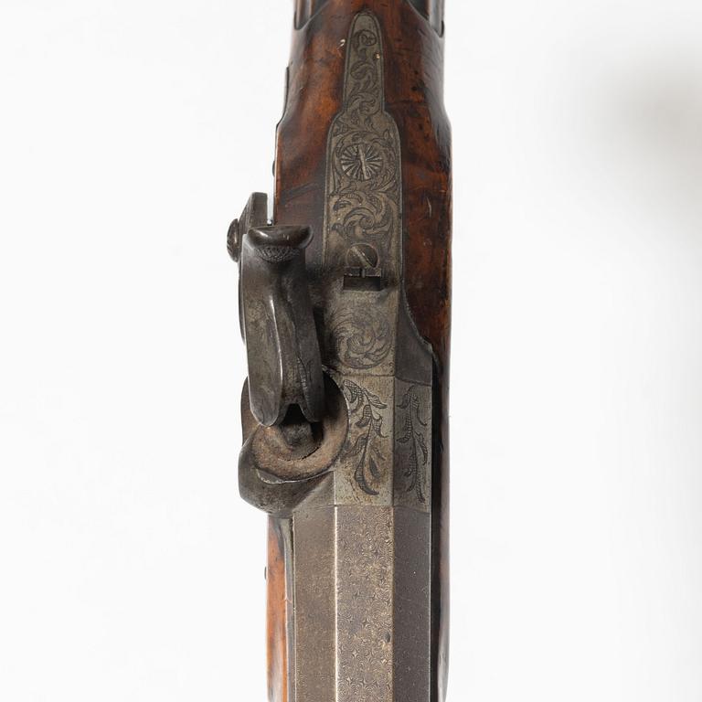 Slaglåspistoler, ett par, belgiska, 1800-talets första hälft.