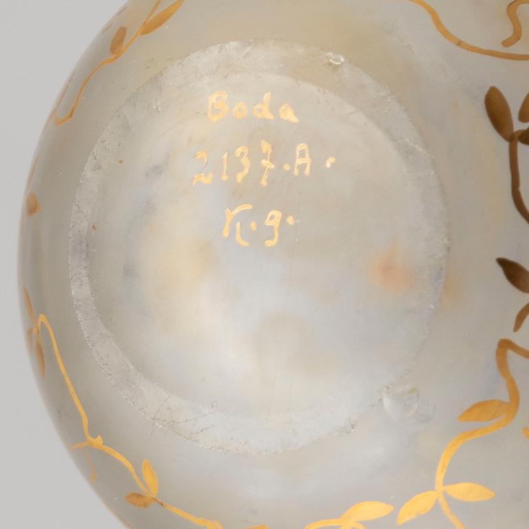 FRITZ KALLENBERG, vas, glas, Boda, signerad, 1900-talets första hälft.