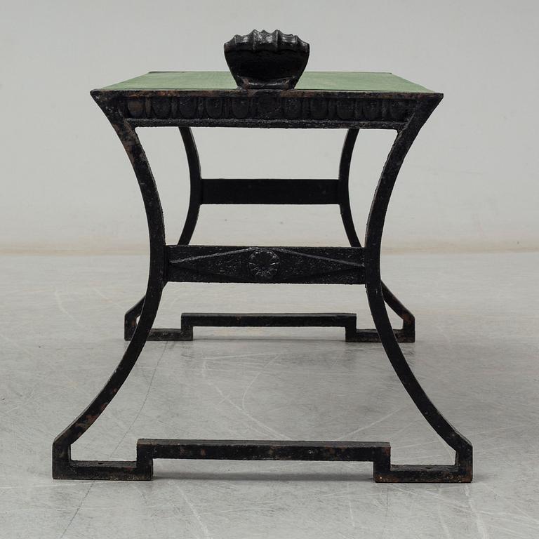 FOLKE BENSOW, a 'Snecan' cast iron carden bench from Byarums Bruk, sesigned in 1923.