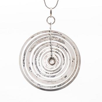 Tapio Wirkkala, a sterling silver 'Silver moon' pendant, Westerback, Helsinki 1971, with chain.