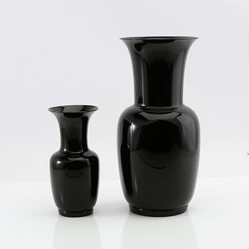 Vases, 2 pcs, Venini "Opalino", signed and dated 98.