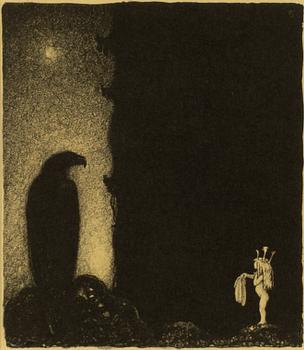 John Bauer, litografi, ur sviten "Troll" 1915. Signerad B i trycket.