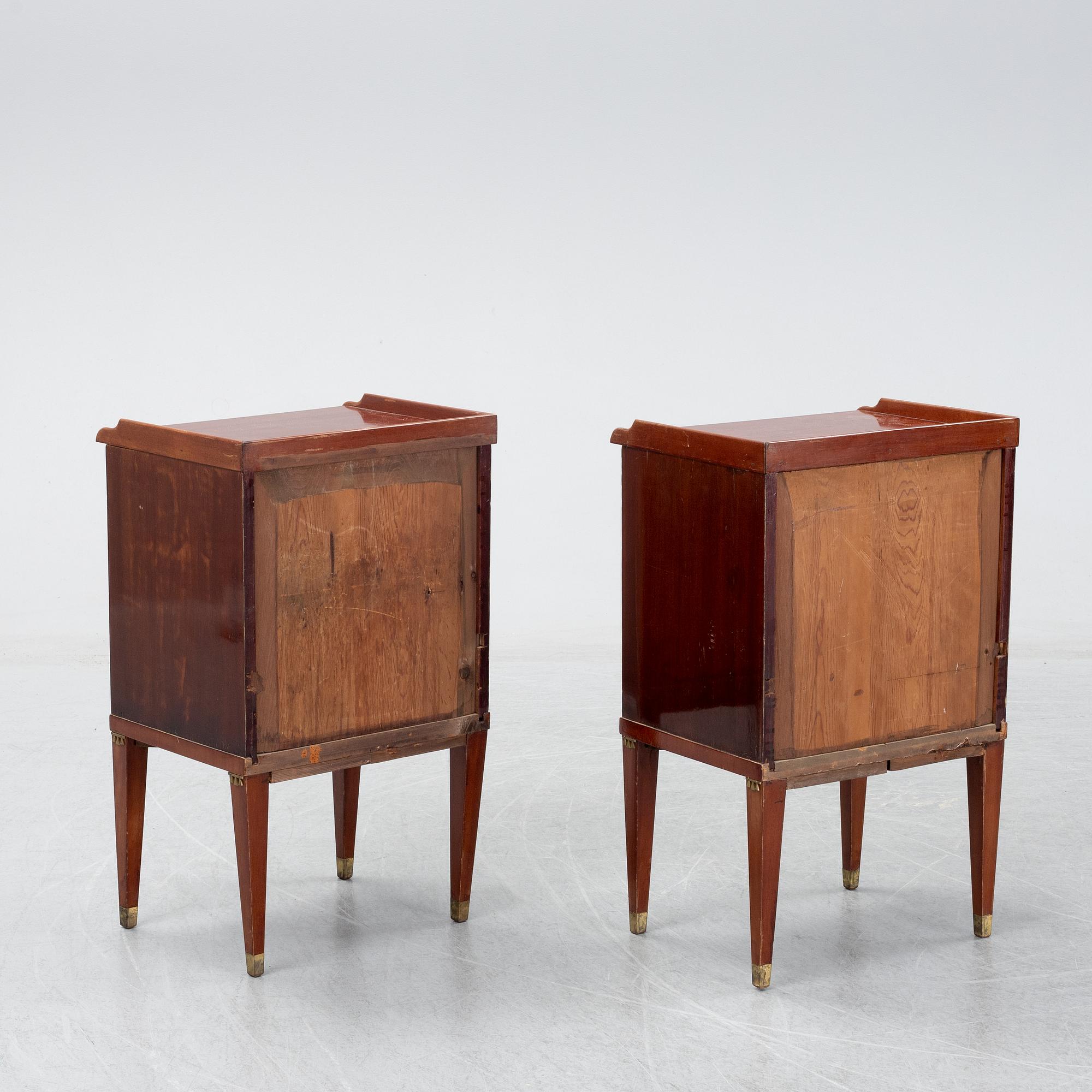 A pair of late Gustavian style bedside cabinets, second half of the 19th century.