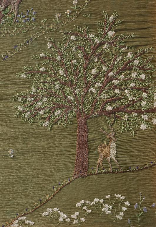 Anna Casparsson, broderad tavla, ca 61 x 82 cm (med ram ca 68 x 88,5 cm).