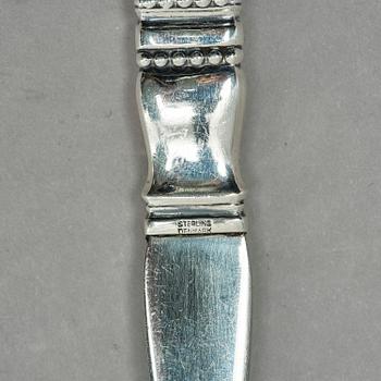 Georg Jensen, a pair of sterling silver sallad-cutlery, design Johan Rohde, Copenhagen after 1945.