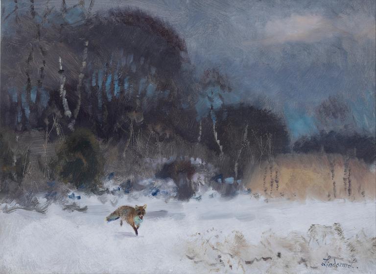 Lindorm Liljefors, Fox in a winter landscape.