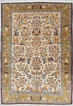 MATTA, Ghom, figural, part silk, 1900-talets slut, ca 323 X 220 cm.