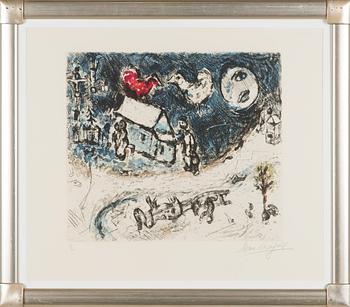 Marc Chagall,  'Les coqs sur le toit'.
