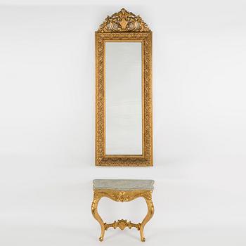 A second half of the 19th century mirror and console table.