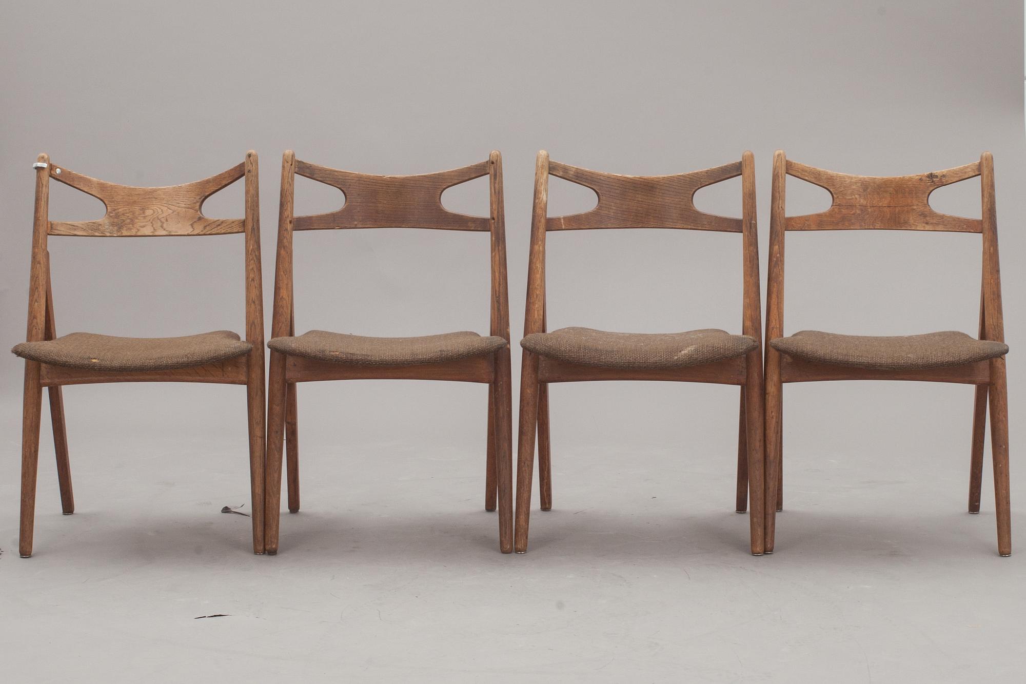 STOLAR, 4 st, "CH29"/"Savbukkestolen", Hans J Wegner.