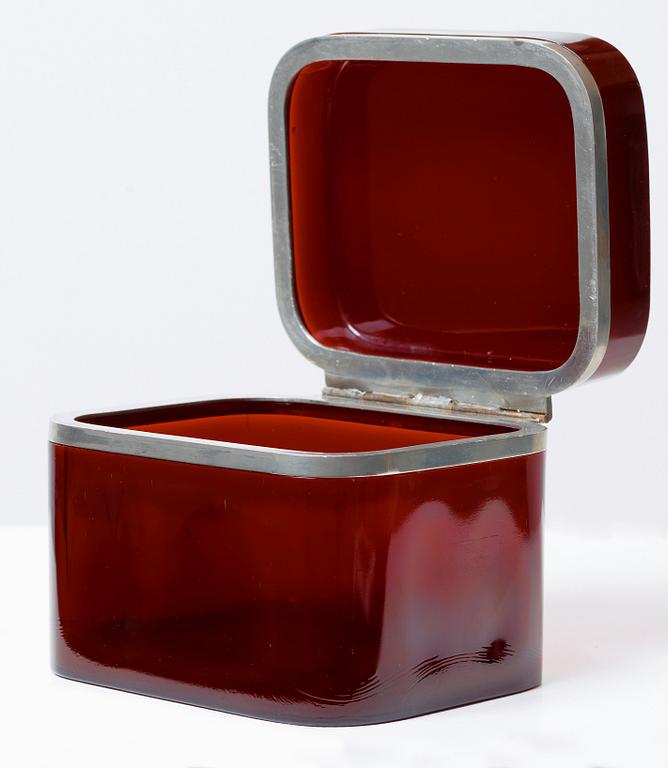 A Josef Frank glass box with pewter fittings, Firma Svenskt Tenn.