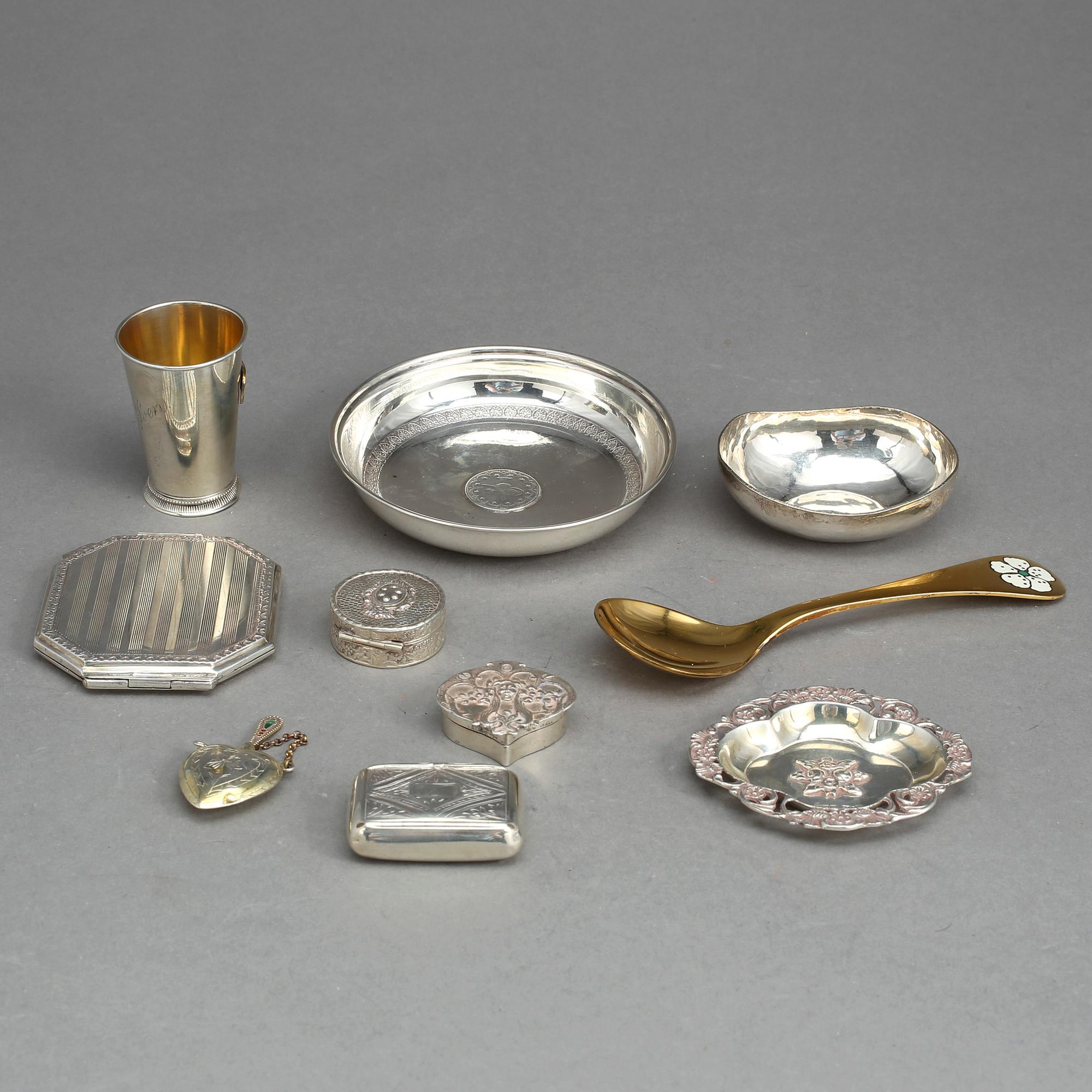 PARTI SILVER, 10 delar, bla Osmanska riket, 1800-1900-tal. Tot vik ca 245 gram.