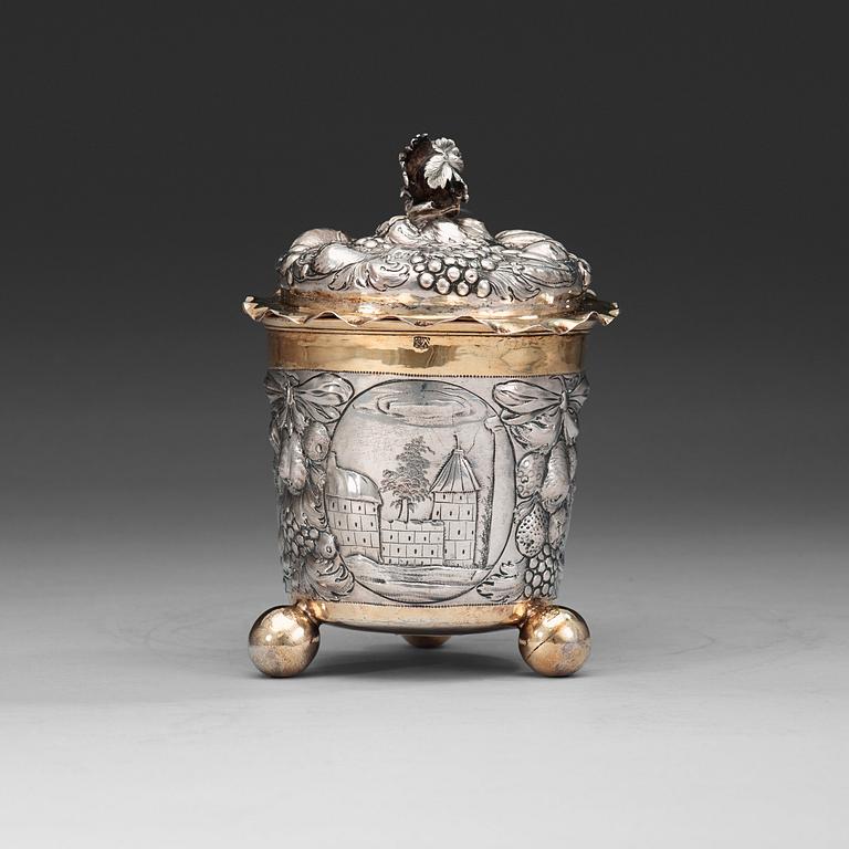 A Swedish late 17th century parcel-gilt cup and cover, marks of Henrik Feiff, Stockholm before 1689.