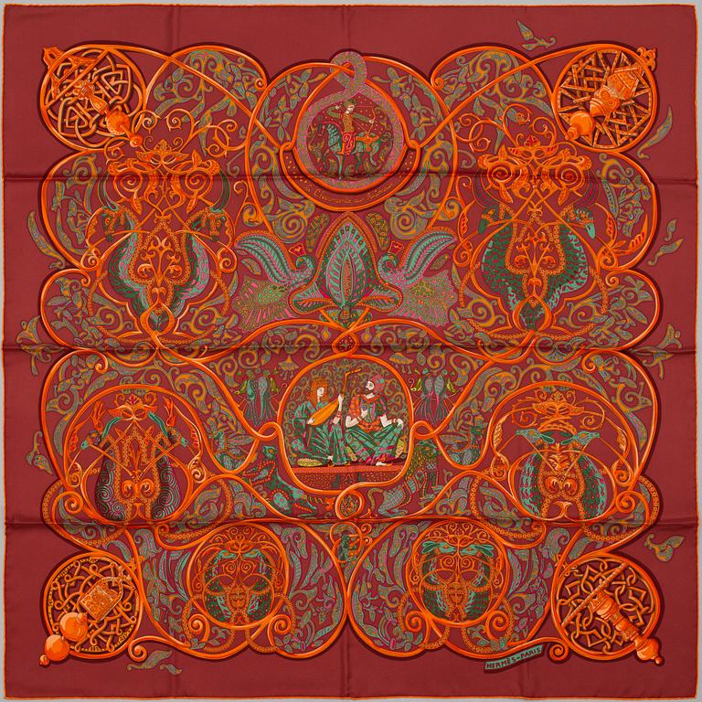 HERMÈS, a 'La Charmante aux Animaux' silk scarf.